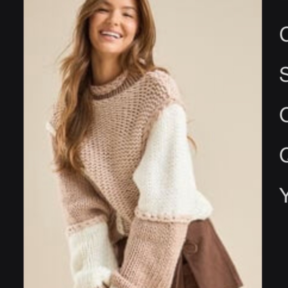 Dove Chunky Knit Colorblock Sweater